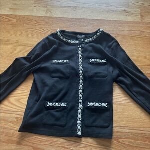 J. Crew Black Ribbed Crewneck Sweater